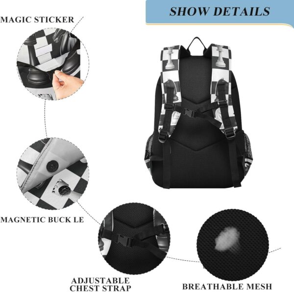 Chess Checkered Plaid Backpack for Boys Girls Kids - Image 4