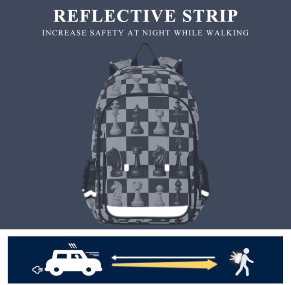 Chess Checkered Plaid Backpack for Boys Girls Kids - Image 5